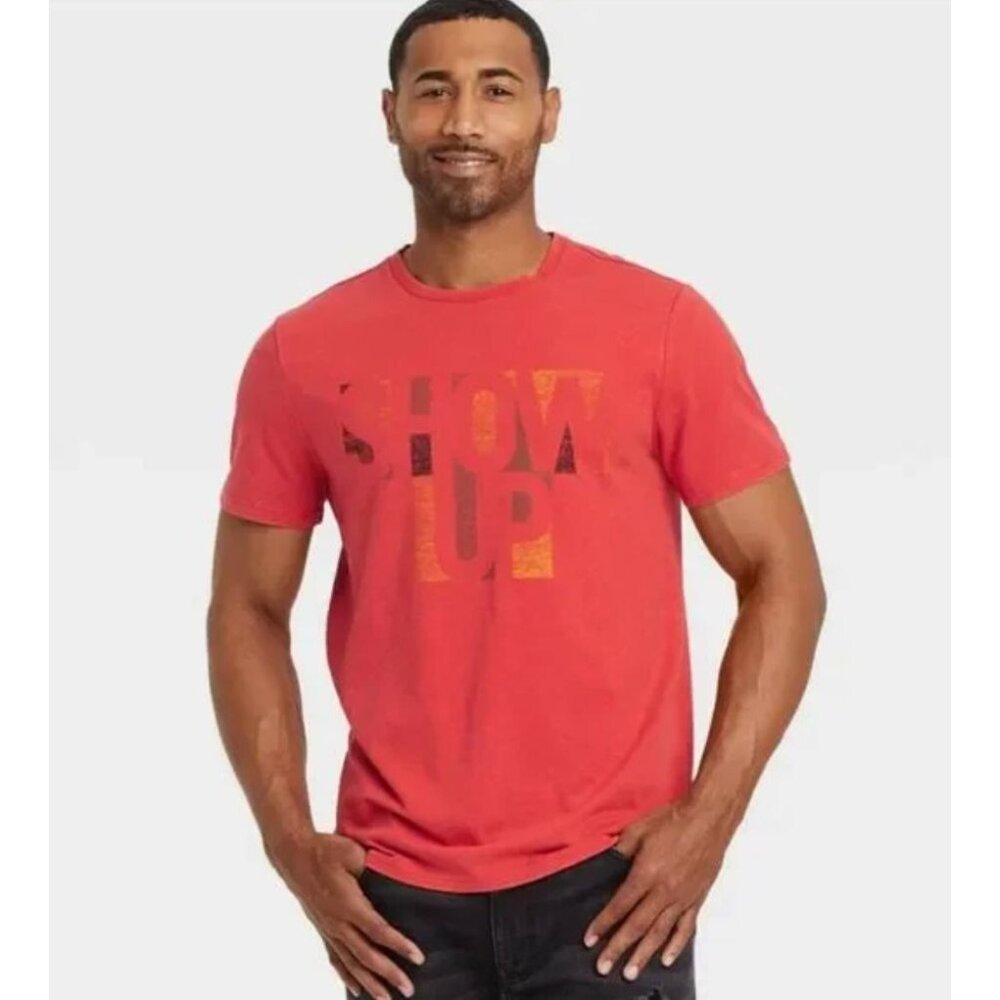 Black History Month Shirt Top Men's‎ XXL 2XL Orange Red Show Up Graphic Crew NEW - Picture 8 of 8